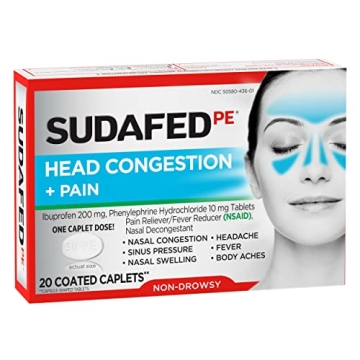 Sudafed PE Non-Drowsy Head Congestion & Pain Relief Caplets