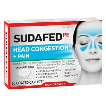 Sudafed PE Non-Drowsy Head Congestion & Pain Relief Caplets