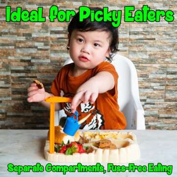 Funwares T-Rex Excavation Plate Engaging Kids' Dinnerware Set: Durable, 4-Section Divided Plate, Ide...