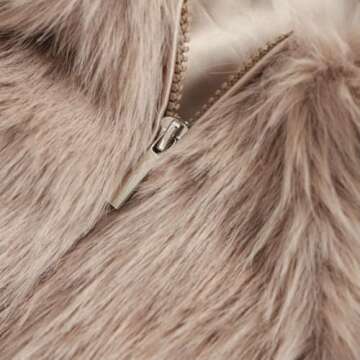 Amazhiyu Womens Faux Fur Zip-Up Cropped Jacket Long Sleeve Warm Winter Coat