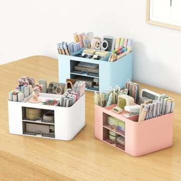 XDRELEC Pen Holder, Office Desk Organizers and Accessories，Multi-Functional Pencil Cup， Pencil Holder for Desk ，Pen Organizer，Desktop Stationary Organizer，Office Organization and Storage (white)