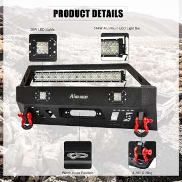 Durable 5th Gen 4Runner Front Bumper with LED Lights