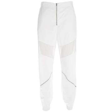 LifeShe Women's Hip Hop High Waist Mesh Patchwork Jogger Pants White