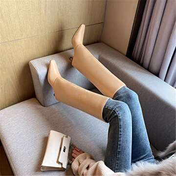 Goolita Women's Stiletto Heel Knee High Knee Boots