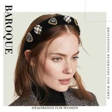 Firuilo Baroque Wide Headband with Pearls & Rhinestones