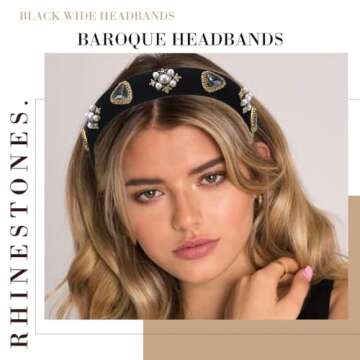 Firuilo Baroque Wide Headband with Pearls & Rhinestones