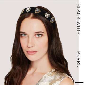 Firuilo Baroque Wide Headband with Pearls & Rhinestones
