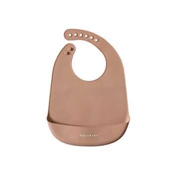 NEUTBABY Silicone Baby Bibs | Set of 2 Light Weight Soft Easy to Clean Waterproof Adjustable Fit Baby Bibs (Muted Blush/Smokey Mauve)