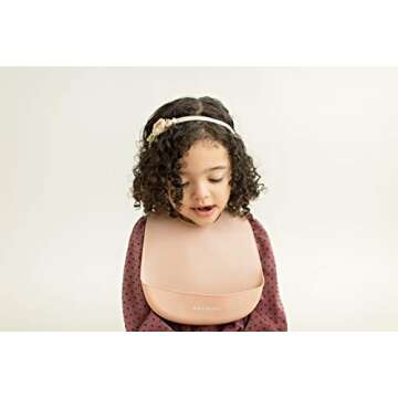 NEUTBABY Silicone Baby Bibs | Set of 2 Light Weight Soft Easy to Clean Waterproof Adjustable Fit Baby Bibs (Muted Blush/Smokey Mauve)