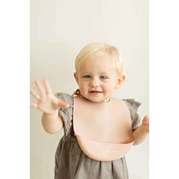 NEUTBABY Silicone Baby Bibs | Set of 2 Light Weight Soft Easy to Clean Waterproof Adjustable Fit Baby Bibs (Muted Blush/Smokey Mauve)