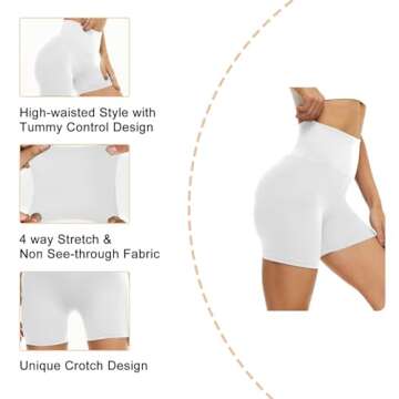 CAMPSNAIL Workout Biker Shorts Women - 3"/5"/8" High Waisted Tummy Control Spandex Booty Volleyball Shorts for Yoga Dance White