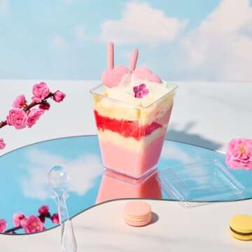 JOLLY CHEF Dessert Cups with Lids and Spoons for Parties