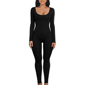 LAGSHIAN Women's Sexy Black Long Sleeve Bodysuit