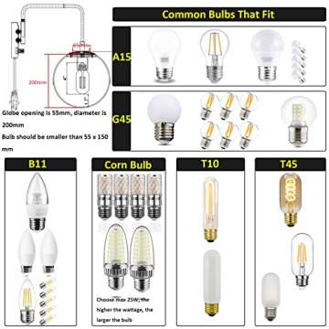 DAYCENT Gold Plug in Wall Sconce Swing Arm Sconces Wall Lighting with Switch Modern Brass Globe Wall...