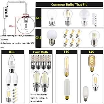 DAYCENT Gold Plug-in Wall Sconce Swing Arm Sconces Wall Lighting with Switch Modern Brass Globe Wall...
