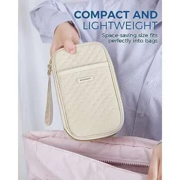 BAGSMART Cord Organizer Travel Cable Organizer Bag Tech Electronic Organizer Travel Case, Travel Essentials for Charger, Cable, Phone, Flash drive, Single Layer - Beige