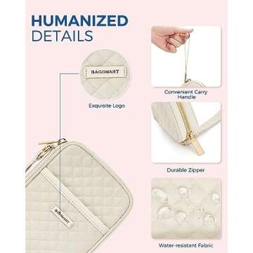 BAGSMART Cord Organizer Travel Cable Organizer Bag Tech Electronic Organizer Travel Case, Travel Essentials for Charger, Cable, Phone, Flash drive, Single Layer - Beige