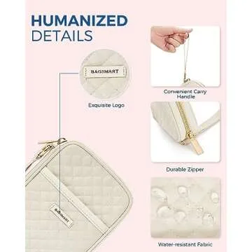 BAGSMART Cord Organizer Travel Cable Organizer Bag Tech Electronic Organizer Travel Case, Travel Essentials for Charger, Cable, Phone, Flash drive, Single Layer - Beige