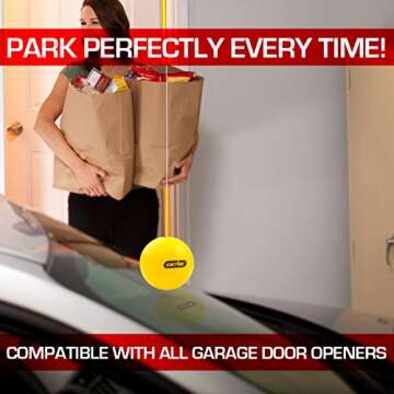 Genie Yellow Perfect Stop Parking Aid – Retractable Ball Compatible with All Garage Door Openers-G...