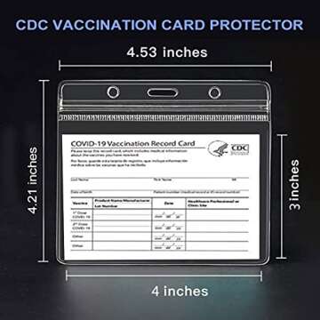 5 Pack Vaccination Card Protector 4 X 3(4.25 X 3.5) Inches, Transparent CDC Vaccine Card Protector Waterproof Resealable Zip(Covid Vaccination Card Holder), Immunization Record Vaccine Card Holder