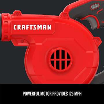CRAFTSMAN V20 Cordless Leaf Blower 125 MPH Power Efficiency