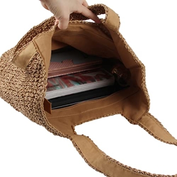 Freie Liebe Straw Beach Bag for Women Summer Woven Tote Bag Shoulder Handbags