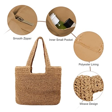 Freie Liebe Straw Beach Bag for Women Summer Woven Tote Bag Shoulder Handbags