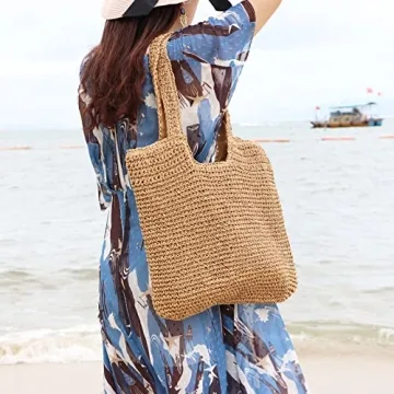Freie Liebe Straw Beach Bag for Women Summer Woven Tote Bag Shoulder Handbags