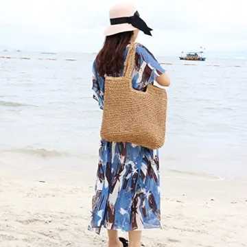 Freie Liebe Straw Beach Bag for Women Summer Woven Tote Bag Shoulder Handbags