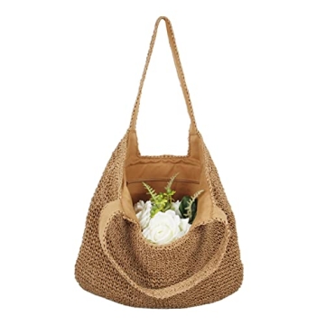 Freie Liebe Straw Beach Bag for Women Summer Woven Tote Bag Shoulder Handbags