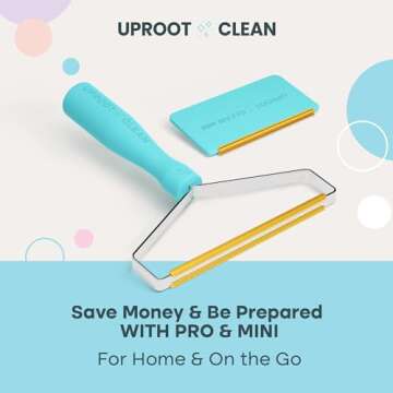 Uproot Cleaner Pro Pet Hair Remover & Mini - Dog Hair Remover Multi Fabric Edge & Carpet Scraper - C...
