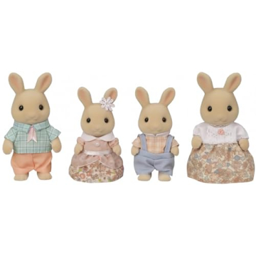 Calico Critters Milk Rabbit Family - Set of 4 Collectible Doll Figures for Children Ages 3+