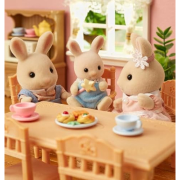 Calico Critters Milk Rabbit Family - Set of 4 Collectible Doll Figures for Children Ages 3+