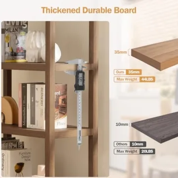 SICOTAS Boho 5 Tier Shelf with Rattan Design for Style