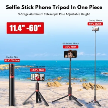 ULCLAYRUS Selfie Stick & Tripod for iPhone and Android