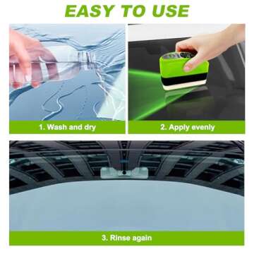 Upgrade Automotive Oil Film Cleaning Brush, New 2.0 Green Oil Film Wipe, Glass Cleaning Board for Windshield, Glass Oil Film Remover Brush for Car, Prevents Rain and Fog Cleaning Glass Brush