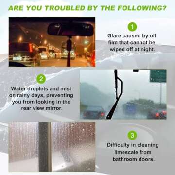 Upgrade Automotive Oil Film Cleaning Brush, New 2.0 Green Oil Film Wipe, Glass Cleaning Board for Windshield, Glass Oil Film Remover Brush for Car, Prevents Rain and Fog Cleaning Glass Brush