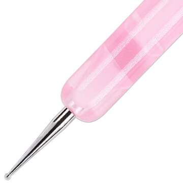 Ivy L Premium 2 Way French Gel Acrylic Nail Art Kolinsky Brush with Dotting Tool for Professional Manicure Cuticle Clean up Nail Art Design (Size # 6, Pink Marble)