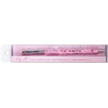 Ivy L Premium 2 Way French Gel Acrylic Nail Art Kolinsky Brush with Dotting Tool for Professional Manicure Cuticle Clean up Nail Art Design (Size # 6, Pink Marble)