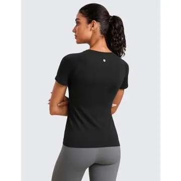 CRZ YOGA Seamless Workout Tops for Women Short Sleeve Athletic Tees Breathable Gym Running Yoga Shir...