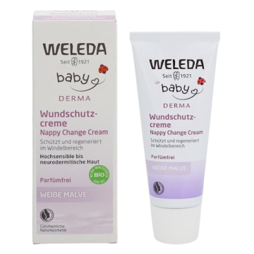 Weleda Baby White Mallow Diaper Care Cream, 1.7 Fluid Ounce, Fragrance Free Plant Rich Protection wi...