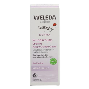 Weleda Baby White Mallow Diaper Care Cream, 1.7 Fluid Ounce, Fragrance Free Plant Rich Protection with White Mallow, Pansy, Sesame and Coconut Oils