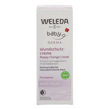 Weleda Baby White Mallow Diaper Care Cream, 1.7 Fluid Ounce, Fragrance Free Plant Rich Protection with White Mallow, Pansy, Sesame and Coconut Oils