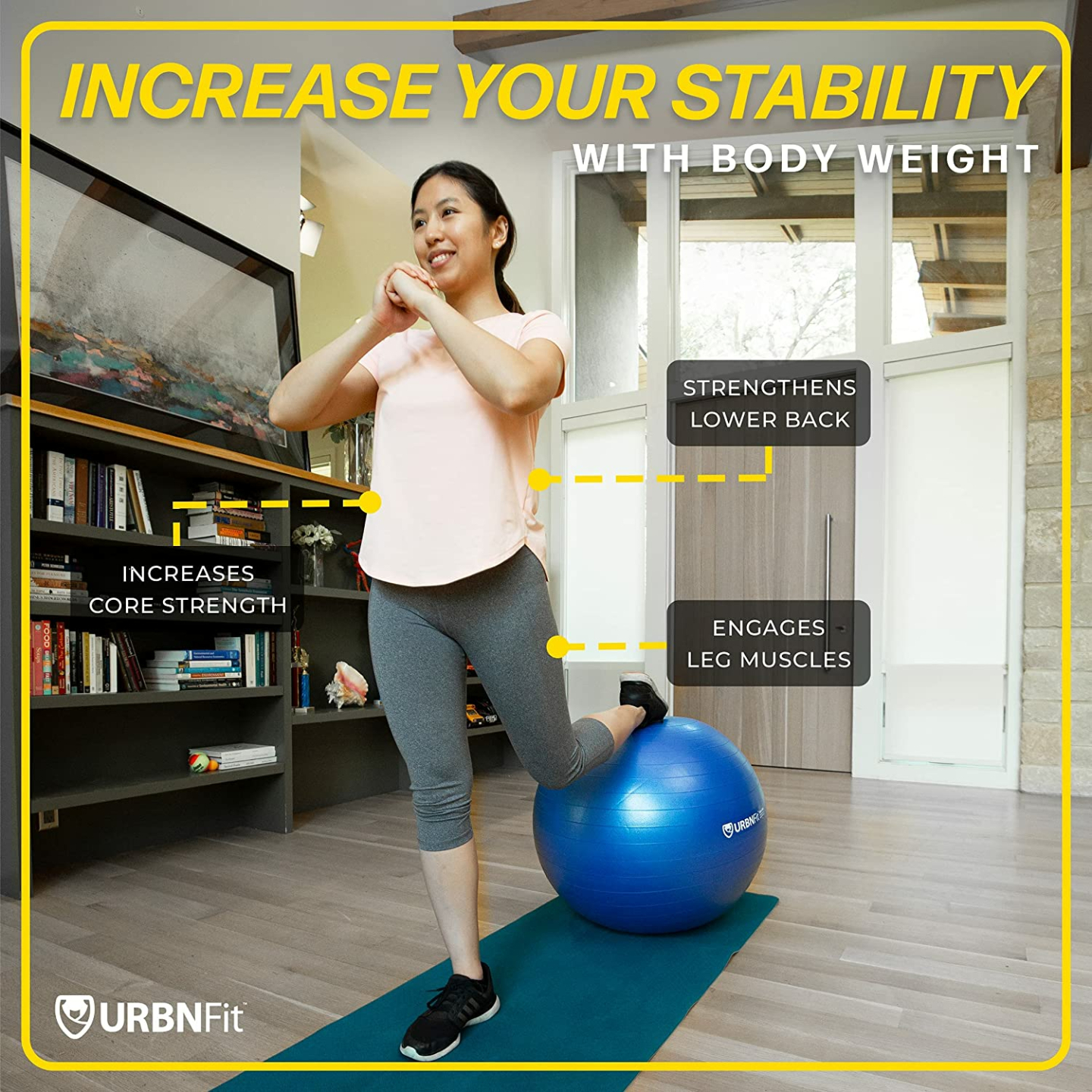 URBNFit Exercise & Yoga Ball for Home or Office