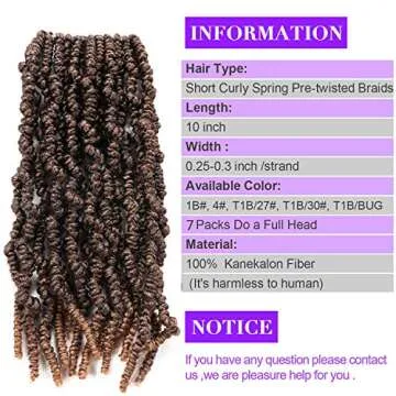 7 Packs 10 Inch Pretwisted Spring Twist Hair Crochet Twist Hair Short Crochet Passion Twist Hair Pretwisted Kinky Twsit Crochet Hair For Black Women (10 Inch 7 Packs, T1B/27#)