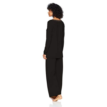 Natori Women's Feathers Knit Long Sleeve PJ in Black