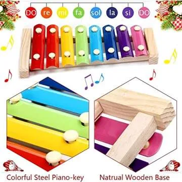 Viowey 2PCS Chicken Xylophone Toys, Chicken Mirror Toy with Bell, Chicken Pecking Toy, Suspensible Wood Xylophone Toy with 8 Metal Keys for Chicken Bird Parrot