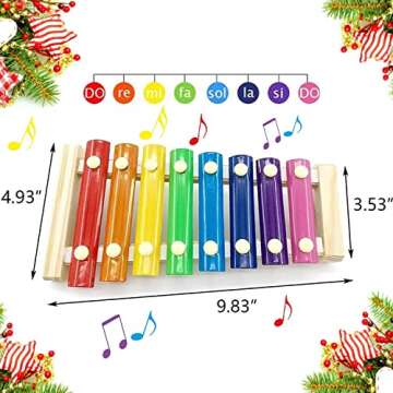 Viowey 2PCS Chicken Xylophone Toys, Chicken Mirror Toy with Bell, Chicken Pecking Toy, Suspensible Wood Xylophone Toy with 8 Metal Keys for Chicken Bird Parrot