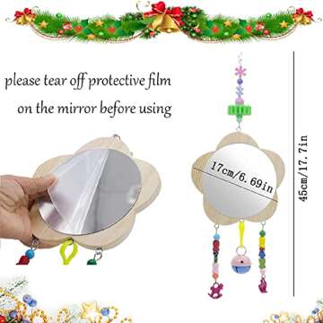 Viowey 2PCS Chicken Xylophone Toys, Chicken Mirror Toy with Bell, Chicken Pecking Toy, Suspensible Wood Xylophone Toy with 8 Metal Keys for Chicken Bird Parrot