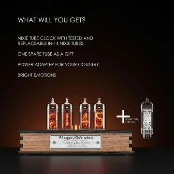 Nixie Tube Clock with Motion Sensor & Spare IN-14 Tube